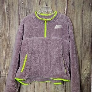 Nike Fleece Crop Jacket Womens Sz 2XL Beige Yellow
